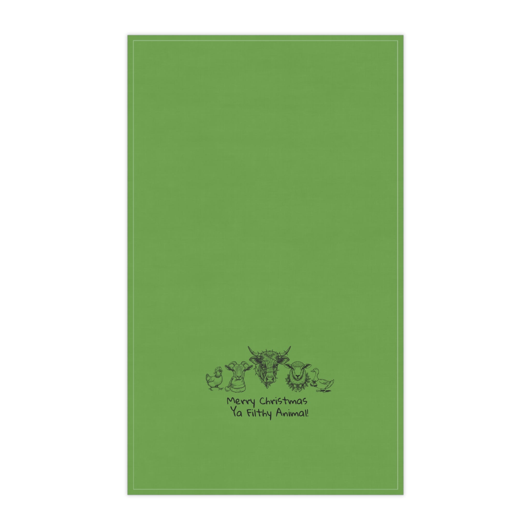 Christmas Animal Sketch Tea Towel — "Merry Christmas Ya Filthy Animal" Cotton Kitchen Towel