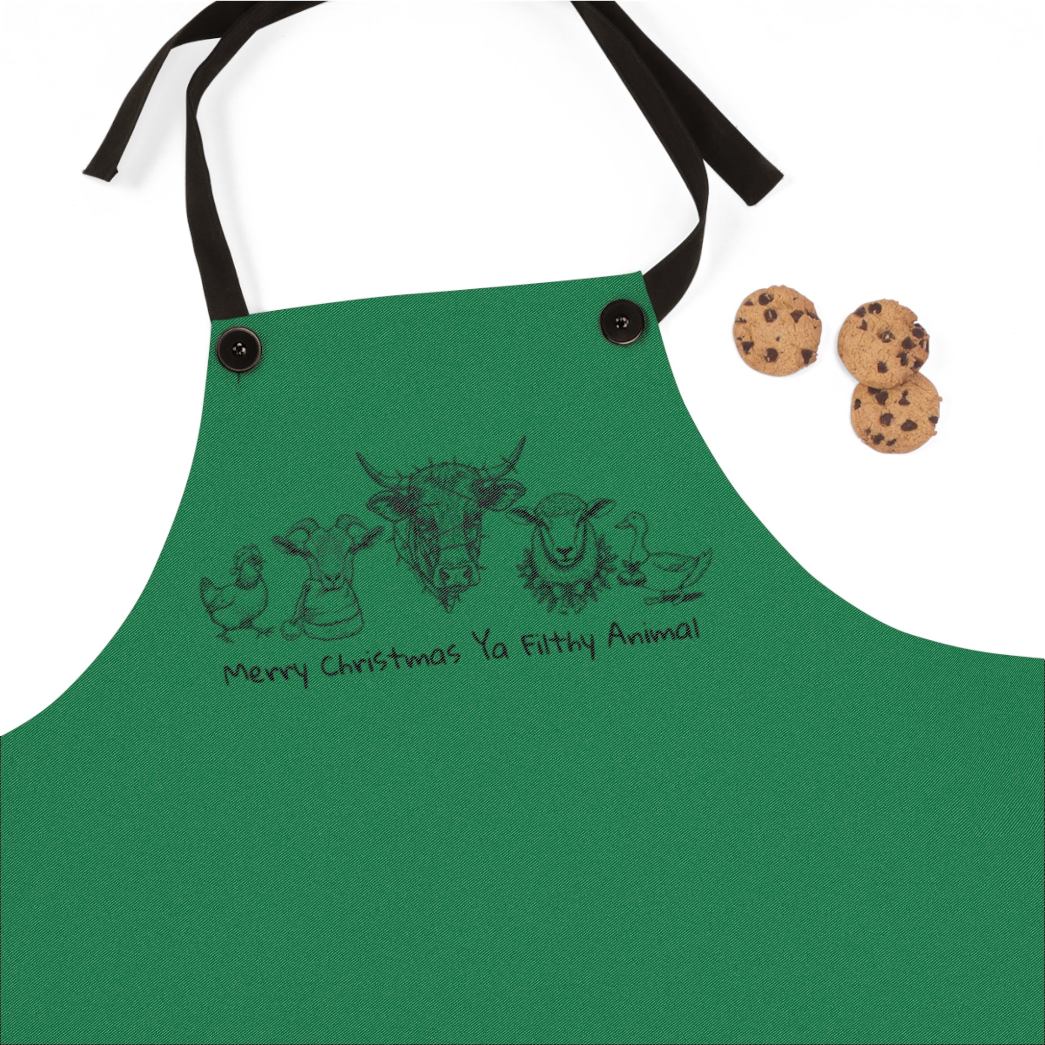 Christmas Farm Animal Apron — "Merry Christmas Ya Filthy Animals" Holiday Kitchen Apron