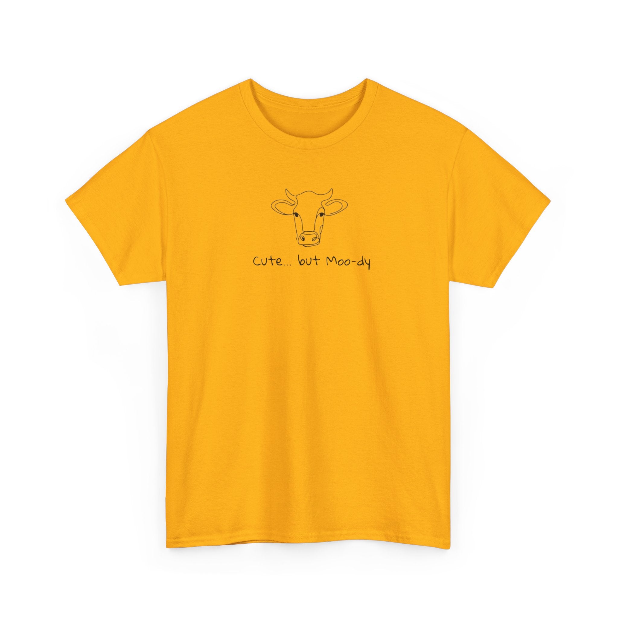 Cow Sketch Tee — "Cute But Moody" Minimal Graphic T-Shirt
