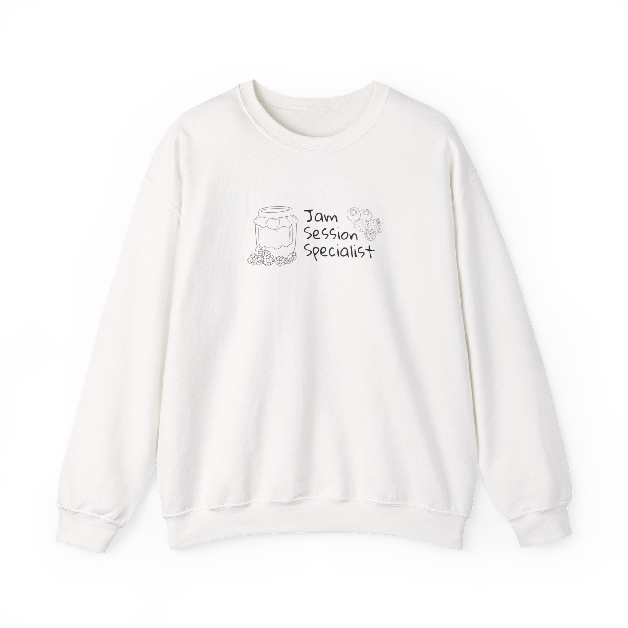 Crewneck Sweatshirt — "Jam Session Specialist" Sketch Musician Design