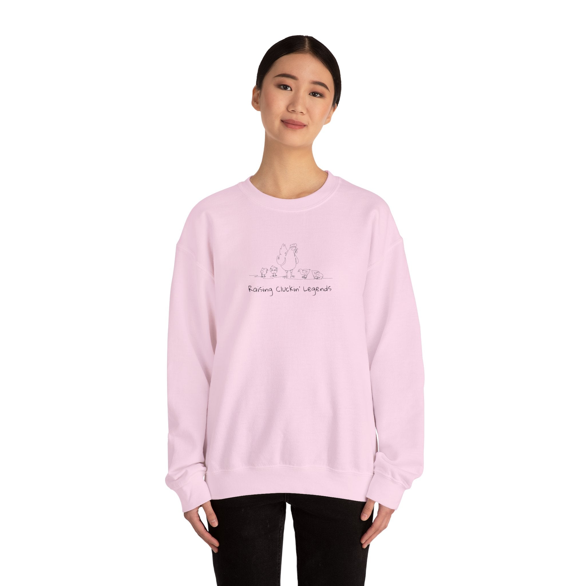 Crewneck Sweatshirt — 'Raising Clucking Legands' Minimal Line Art Crewneck