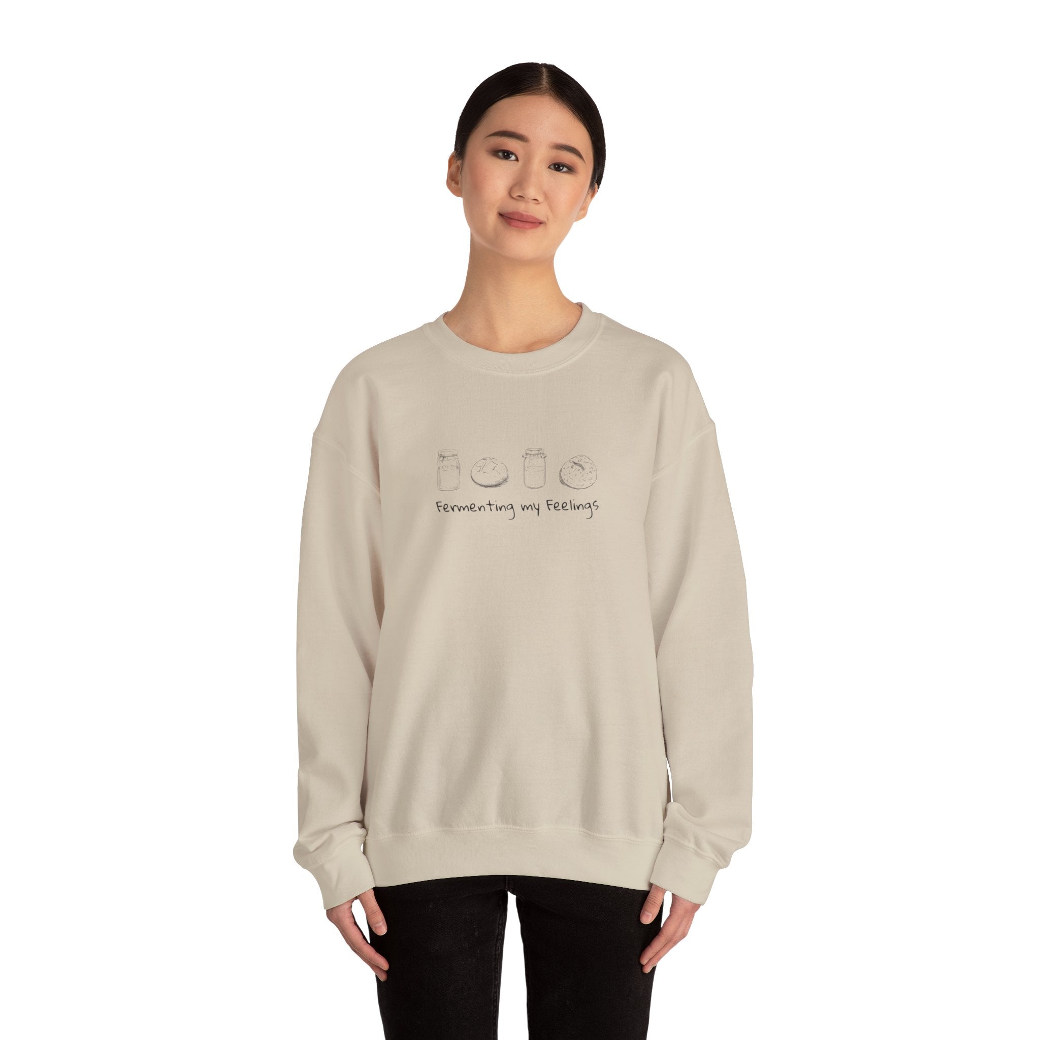 Crewneck Sweatshirt — 'Fermenting My Feelings' Cute Kawaii Fermentation Design