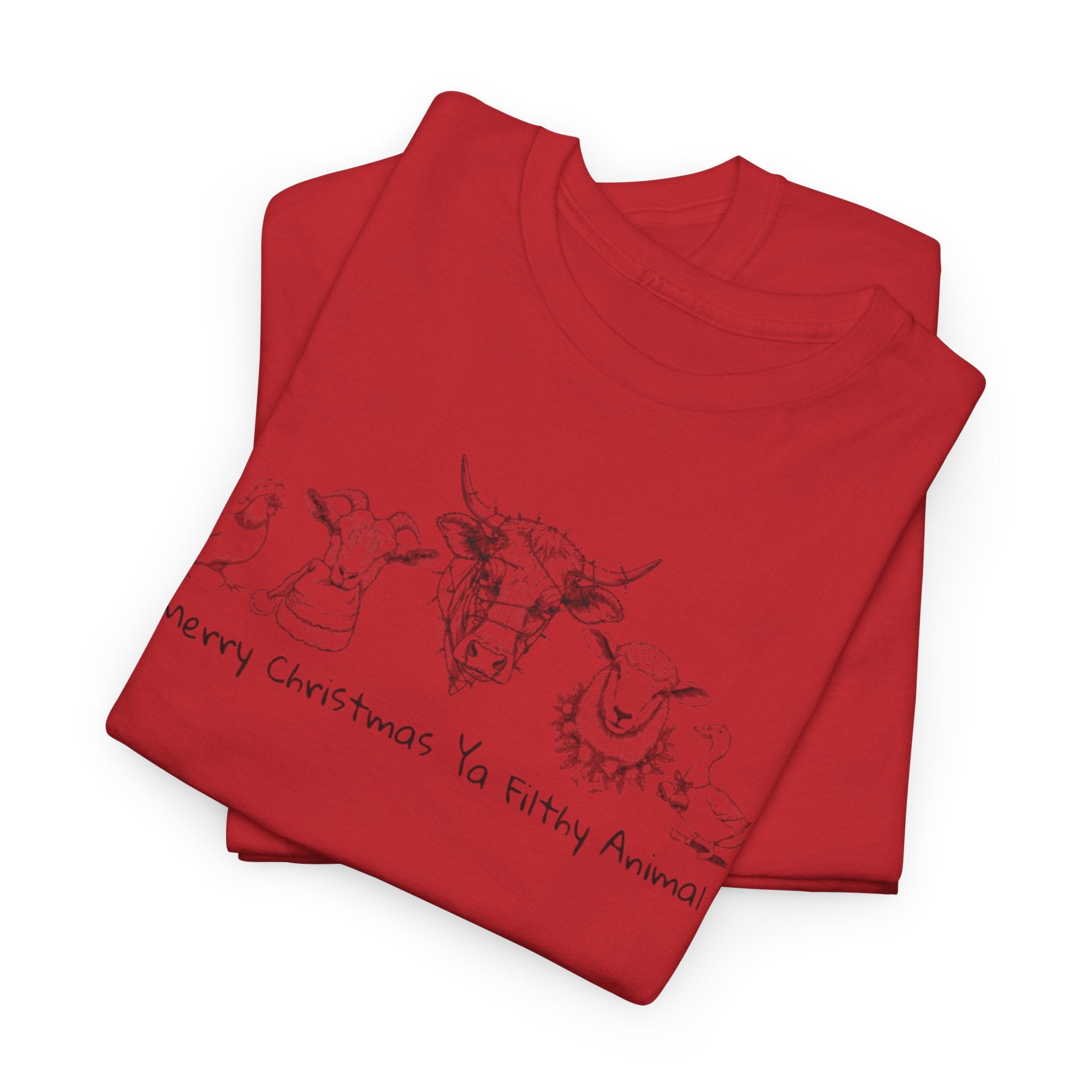 Christmas Farm Animal Tee — 'Merry Christmas Ya Filthy Animals' Holiday T-Shirt