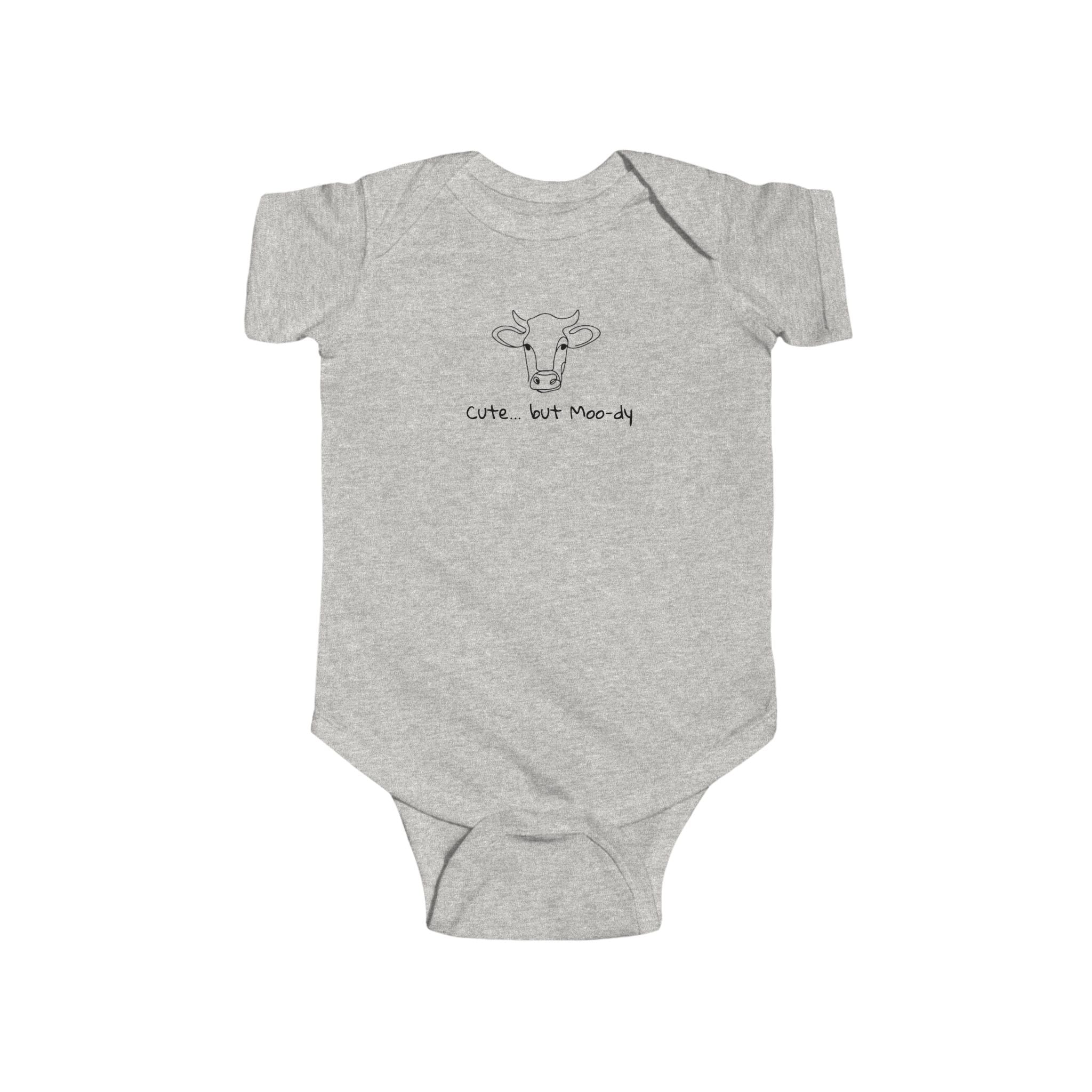 Cow Sketch Infant Bodysuit — "Cute... but Moody" Baby Onesie