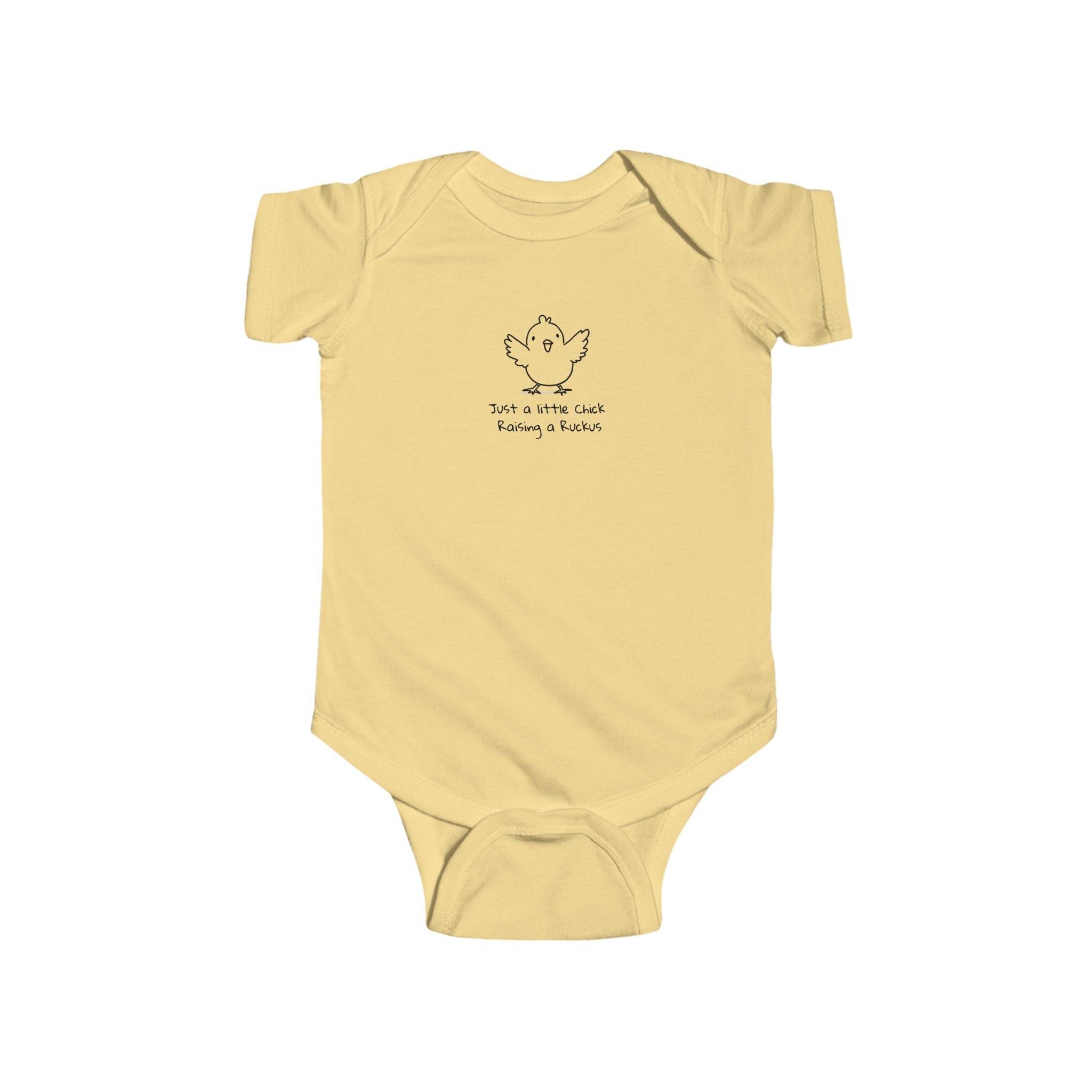 Baby Bodysuit — Cute Chick Illustration "Just a little chick raising a ruckus"