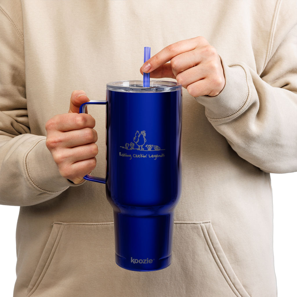 40oz Engraved Insulated Tumbler with Lid & Handle —Raising Cluckin' Legends