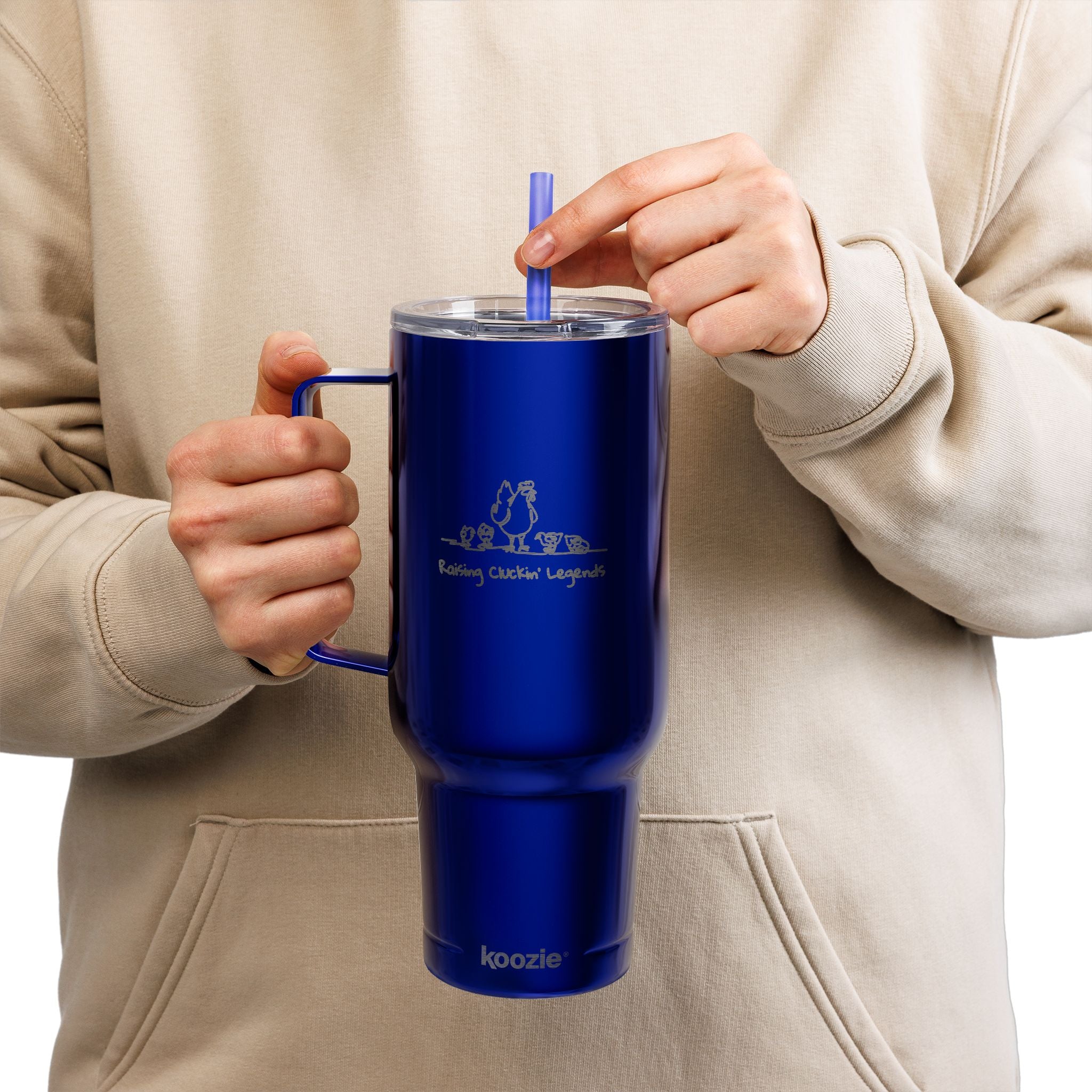 40oz Engraved Insulated Tumbler with Lid & Handle —Raising Cluckin' Legends