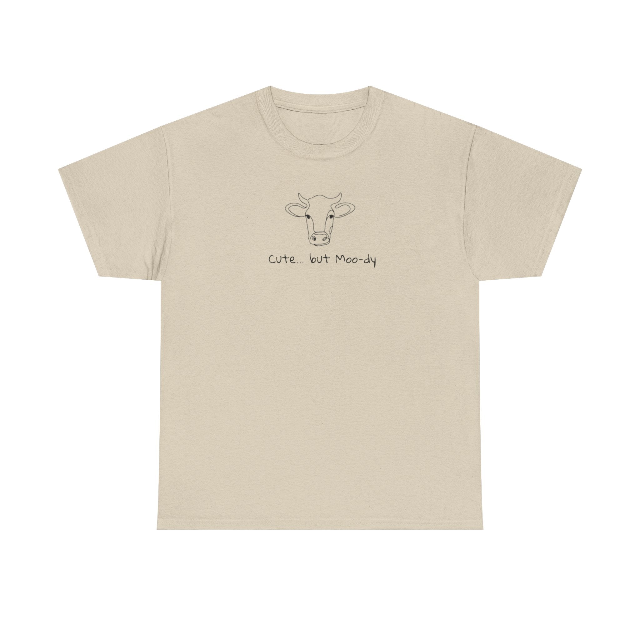 Cow Sketch Tee — "Cute But Moody" Minimal Graphic T-Shirt