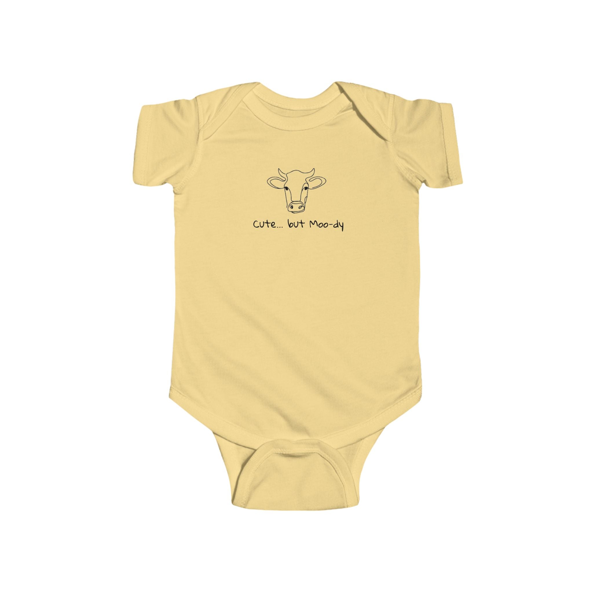 Cow Sketch Infant Bodysuit — "Cute... but Moody" Baby Onesie
