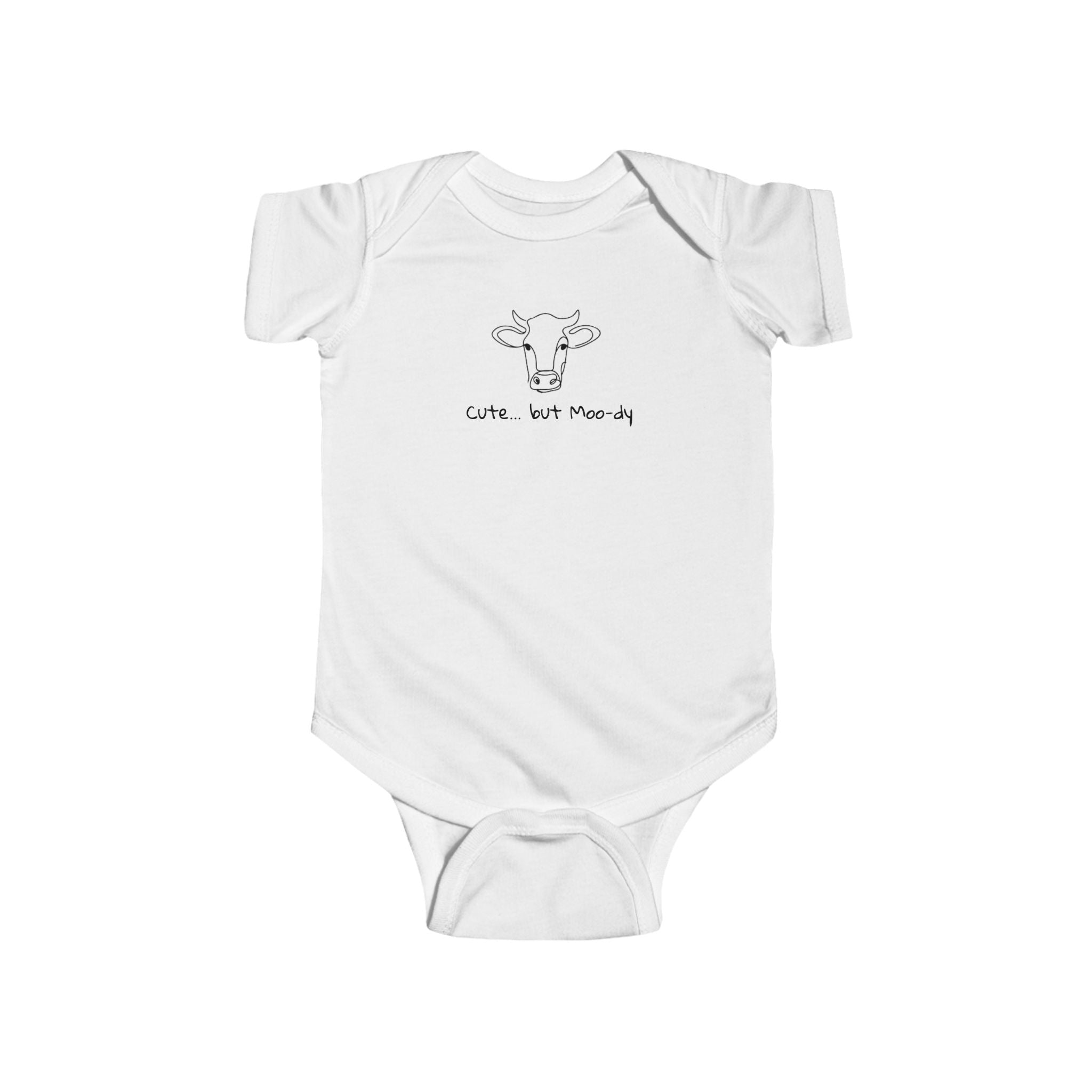 Cow Sketch Infant Bodysuit — "Cute... but Moody" Baby Onesie