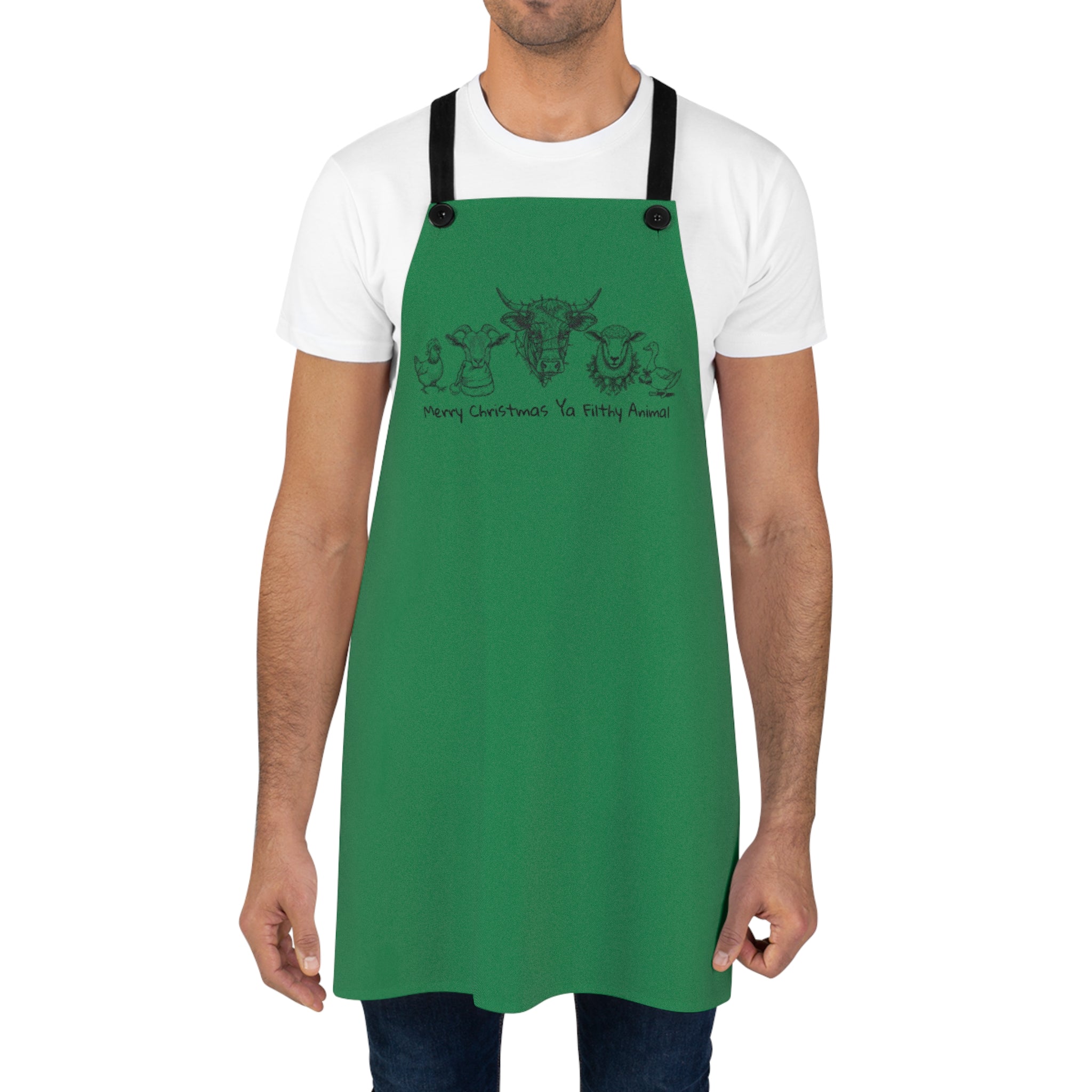 Christmas Farm Animal Apron — "Merry Christmas Ya Filthy Animals" Holiday Kitchen Apron