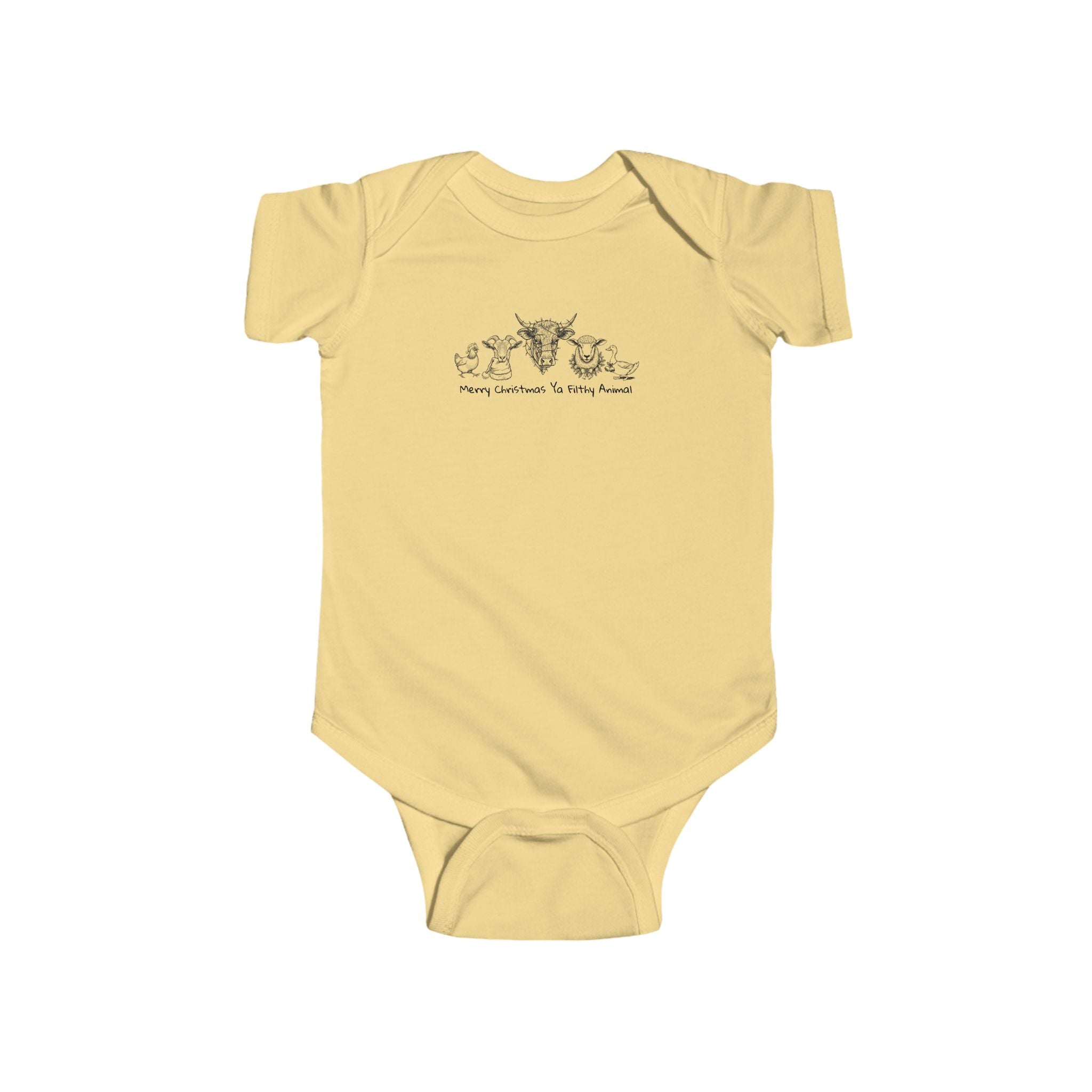 Baby Bodysuit — Cute Christmas Animal Sketches "Merry Christmas ya Filthy Animal" Infant Onesie