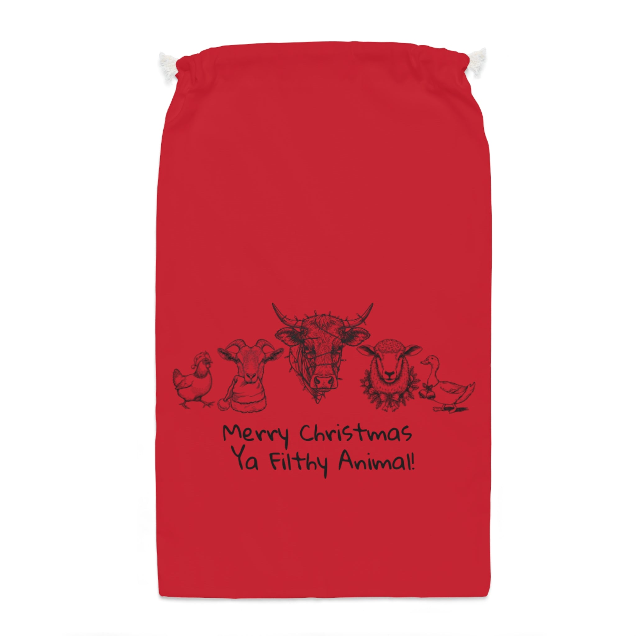 Christmas Gift Sack - "Merry Christmas Ya Filthy Animal" Holiday Santa Sack