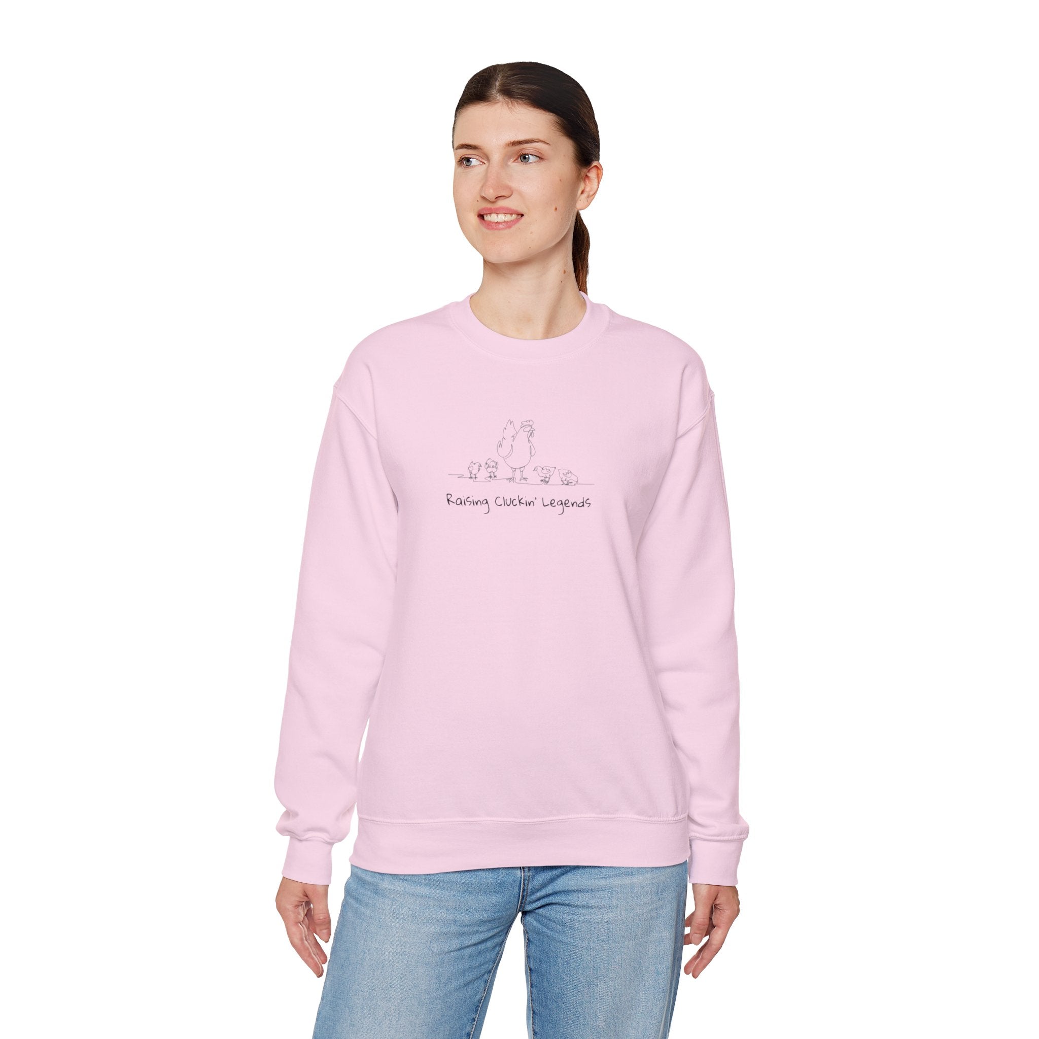 Crewneck Sweatshirt — 'Raising Clucking Legands' Minimal Line Art Crewneck