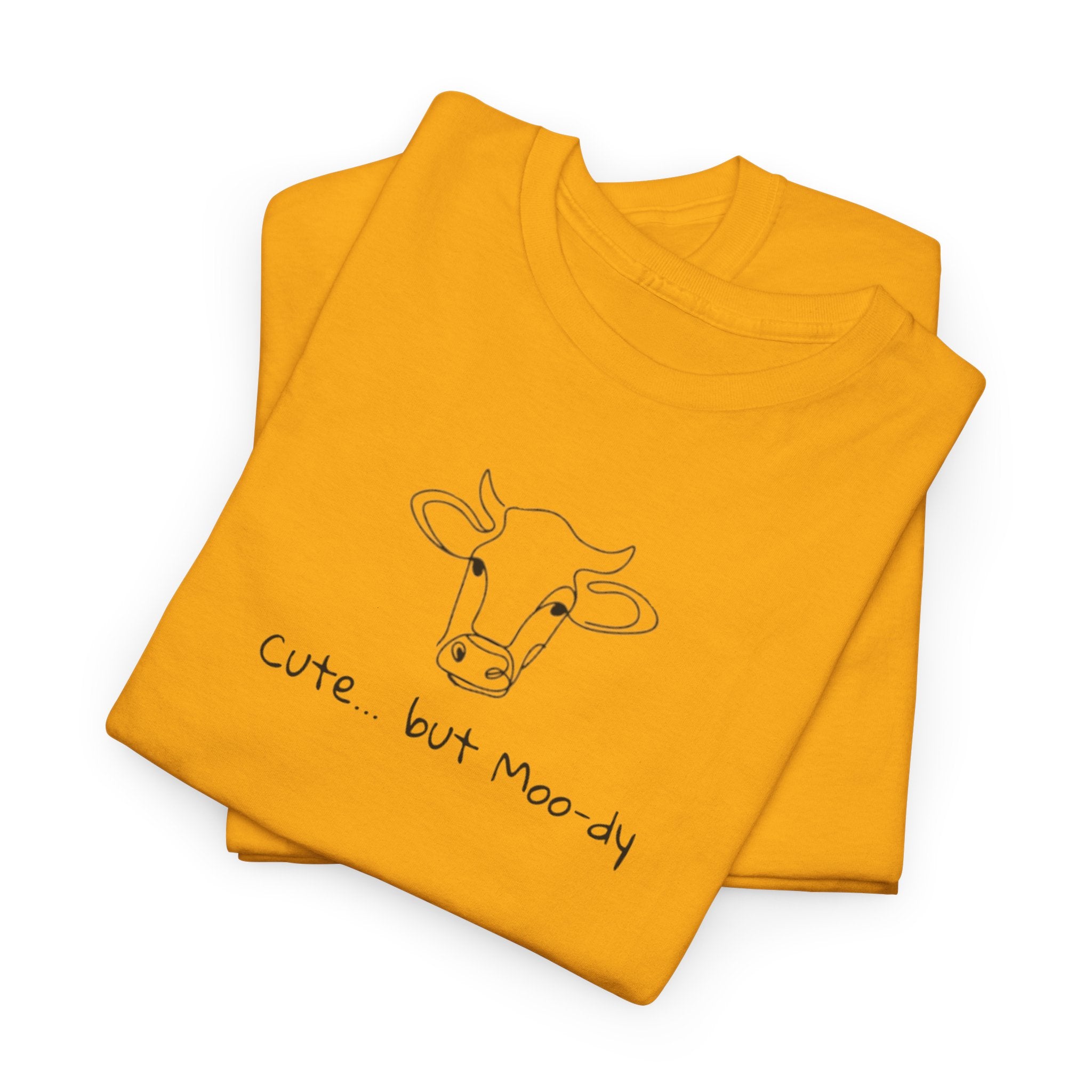 Cow Sketch Tee — "Cute But Moody" Minimal Graphic T-Shirt