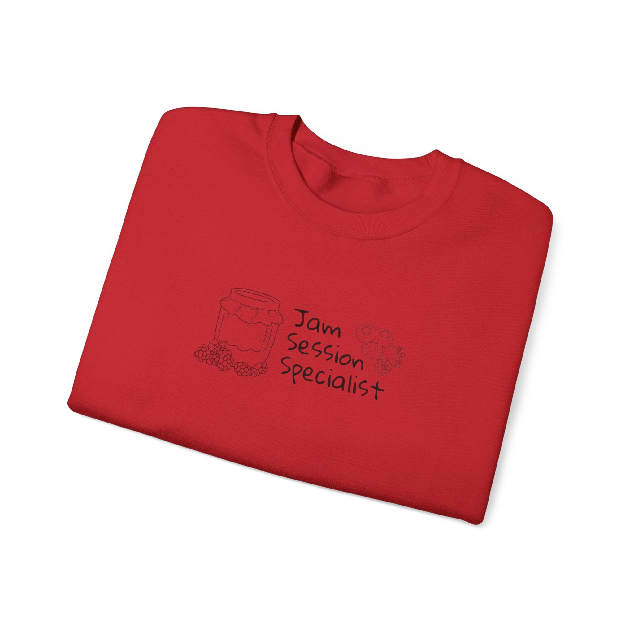 Crewneck Sweatshirt — "Jam Session Specialist" Sketch Musician Design