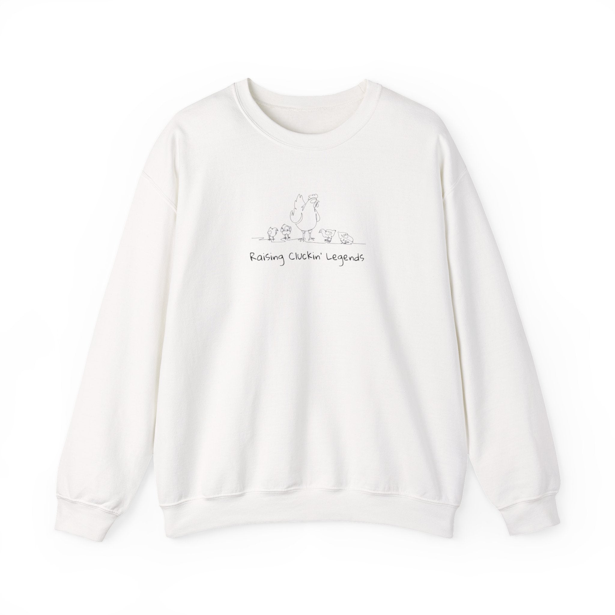 Crewneck Sweatshirt — 'Raising Clucking Legands' Minimal Line Art Crewneck