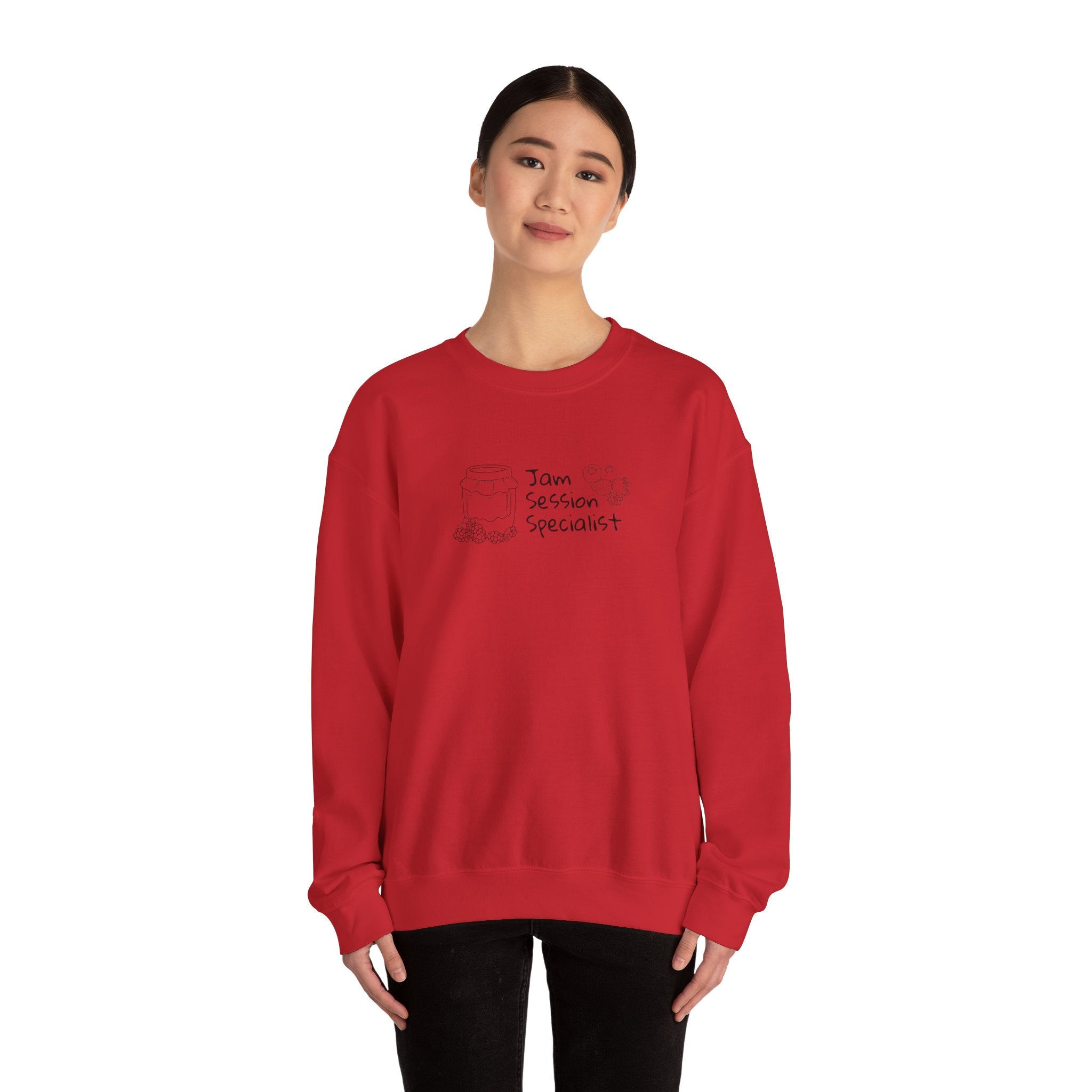 Crewneck Sweatshirt — "Jam Session Specialist" Sketch Musician Design