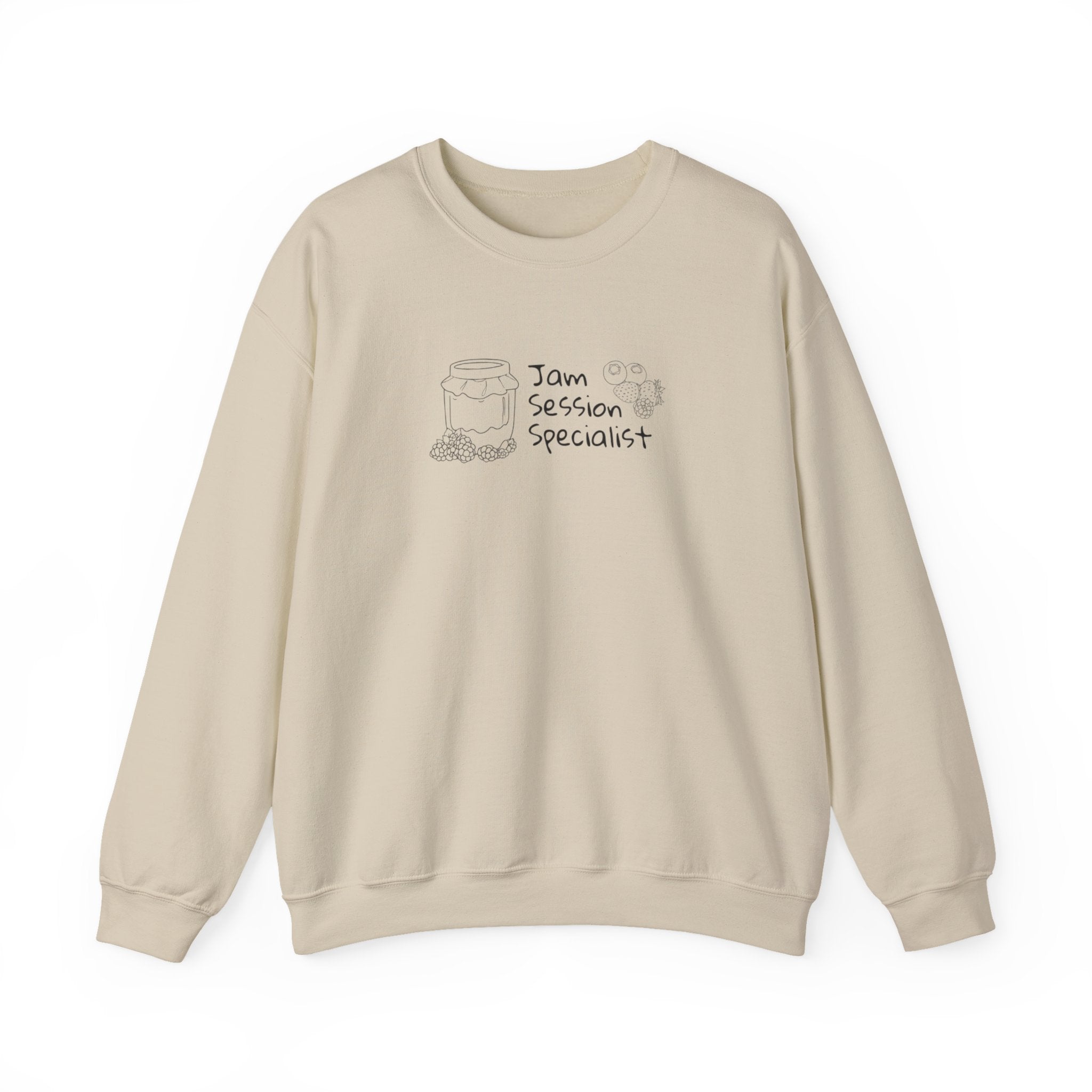 Crewneck Sweatshirt — "Jam Session Specialist" Sketch Musician Design