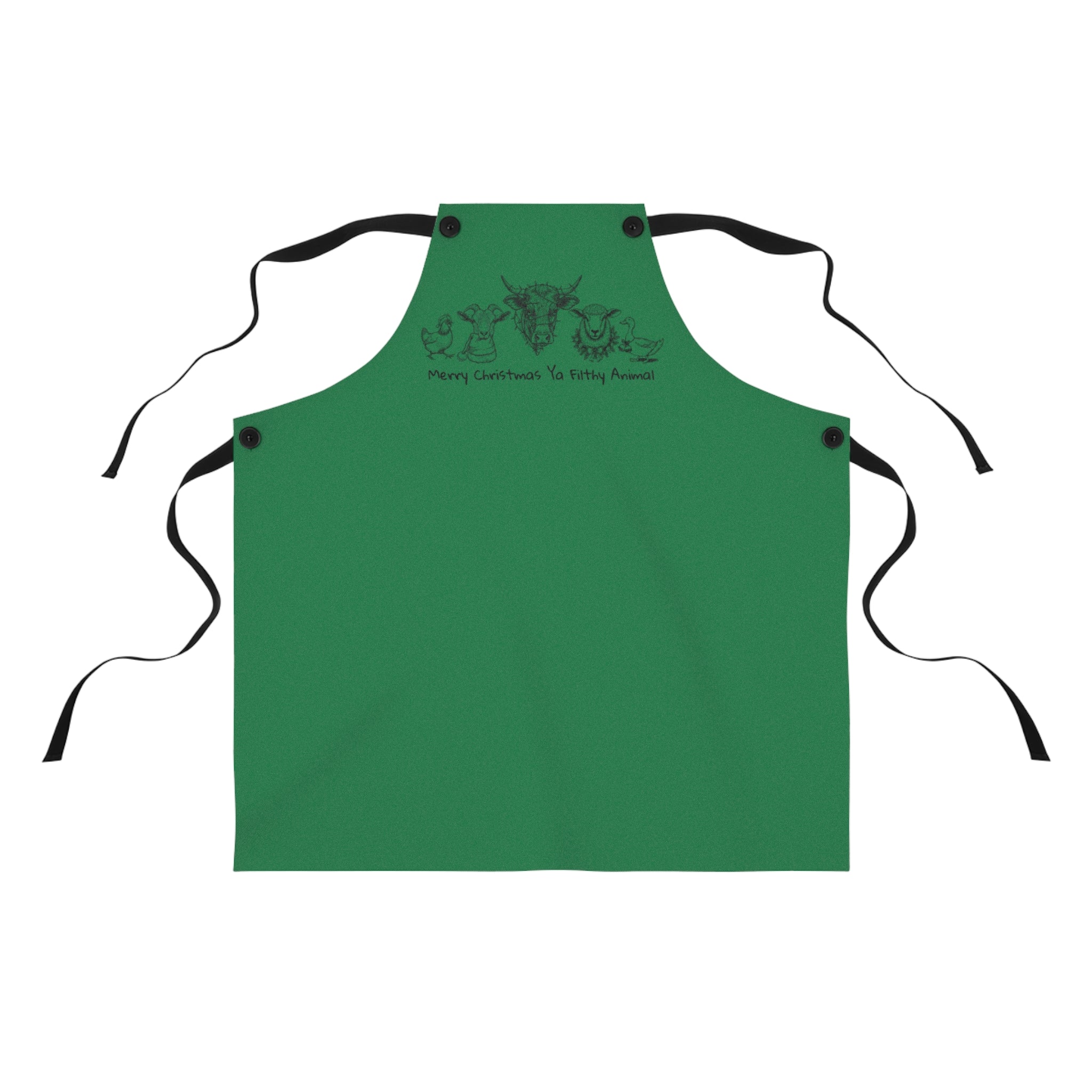 Christmas Farm Animal Apron — "Merry Christmas Ya Filthy Animals" Holiday Kitchen Apron